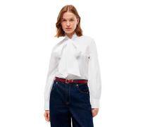 Langarmbluse TOMMY HILFIGER "POPLIN BOW TIE LS SHIRT", Damen, Gr. 42, weiß (optic weiß), Web, Obermaterial: 100% Baumwolle, unifarben, normal, Manschette, Blusen, Baumwolle (12625247-42) optic weiß