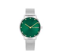 Quarzuhr TOMMY HILFIGER "PIPPA" Armbanduhren silberfarben (silberfarben, grün) Damen (45179415-0) silberfarben, grün