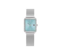 Quarzuhr TOMMY HILFIGER "Tea Tank", edelstahlfarben, blau, Armbanduhren, Damen, Armbanduhr, Damenuhr, Edelstahlarmband, analog, Glassteine (45976359-0) edelstahlfarben, blau