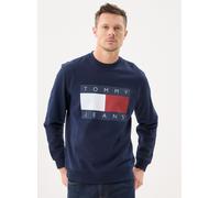 Sweatshirt TOMMY JEANS "TJM BIG FLAG CREWNECK", Damen, Gr. XXL, schwarz night navy, Sweatware, Obermaterial: 100% Baumwolle, Rundhals, Bündchen, Sweatshirts Sweatshirt, regular fit (52833840-XXL) schw