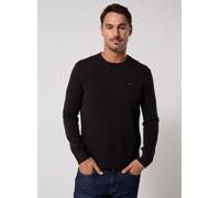 Strickpullover TOMMY JEANS "TJM SLIM FIT LIGHT SWEATER", Herren, Gr. L, schwarz, Strick, Obermaterial: 100% Baumwolle, unifarben, slim fit normal, Rundhals, eingesetzt Rippstrickbündchen, Pullover Str
