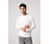 Strickpullover TOMMY JEANS "TJM SLIM FIT LIGHT SWEATER", Herren, Gr. M, ancient weiß, Strick, Obermaterial: 100% Baumwolle, slim fit normal, Rundhals, eingesetzt Rippstrickbündchen, Pullover Strickpul