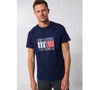 T-Shirt TOMMY JEANS "TJM RWB FLAG TEE EXT", Herren, Gr. S, blau (schwarz night navy), Single Jersey, Obermaterial: 100% Baumwolle, slim fit hüftbedeckend, Rundhals, Shirts T-Shirt, Slim fit, mit Rundh