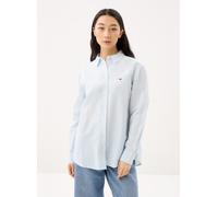 Hemdbluse TOMMY JEANS "TJW RLX LINEN SHIRT", Damen, Gr. L (40), light powdery blau, stripe, Leinenmischung, Obermaterial: 55% Leinen, 27% Baumwolle, 18% Viskose, gestreift, relaxed fit hüftbedeckend, 