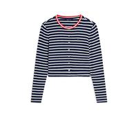 Shirtjacke TOMMY JEANS "TJW SLIM JERSEY LS CARDIGAN", Damen, Gr. XS (34), blau (navy, stripe), Single Jersey, Obermaterial: 95% Viskose, 5% Elasthan, gestreift, slim fit normal, Rundhals, Shirts Shirt