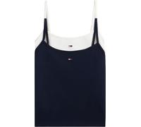 Tanktop TOMMY JEANS "TJW 2PACK ESSENTIAL STRAP TOP", Damen, Gr. M (38), ecru, schwarz night navy, Jersey, Obermaterial: 95% Baumwolle, 5% Elasthan, unifarben, figurbetont kurz, eckiger Ausschnitt, Top