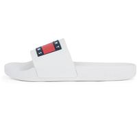 Pantolette TOMMY JEANS "TOMMY FLAG POOL SLD ESS" Gr. 41, beige (ecru) Damen Schuhe Badelatschen Pantolette Badeschuhe mit farbiger Logoflagge (68597152-41)