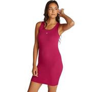 Tommy Jeans Damen Bodycon Kleid Essential Rib Kurzarm, Rot (Brilliant Berry), XL