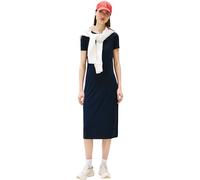 Jerseykleid TOMMY JEANS "TJW RIB BODYCON MIDI DRESS", Damen, Gr. M (38), N-Gr, blau (schwarz night navy), Jersey, Obermaterial: 60% Polyester, 33% Viskose, 7% Elasthan, unifarben, figurbetont wadenlan