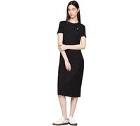 Tommy Jeans Damen Bodycon Kleid Midi Gerippt, Schwarz (Black), XXS