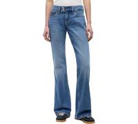 Bootcut-Jeans TOMMY JEANS "SIA LOW BOOTCUT BJ0133", Damen, Gr. 32, Länge 30, blau (denim medium), Denim/Jeans, Obermaterial: 99% Baumwolle, 1% Elasthan, unifarben, lang, Jeans, Baumwollmischung, low w