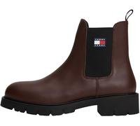 TOMMY JEANS Damen Chelsea Boots aus Leder, Braun (Dark Mocha), 38
