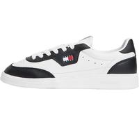 Plateausneaker TOMMY JEANS "THE GREENWICH EDGE LTR", Damen, Gr. 36, ecru, schwarz, Leder, Lederimitat, Schuhe Plateausneaker, Freizeitschuh, Halbschuh, Schnürschuh mit Schaftrand-Polsterung (20102959-