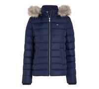 Tommy Jeans Damen Daunenjacke mit Kapuze und Kunstpelzbesatz Slim Fit, navy, Gr. L