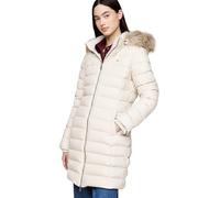 Tommy Jeans Damen Daunenmantel Essential Hooded Down Coat mit Kunstpelz, Elfenbein (Newsprint), XS