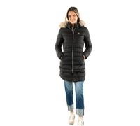 Tommy Jeans Damen Daunenmantel Essential Hooded Down Coat mit Kunstpelz, Schwarz (Black), XS