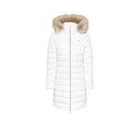 Tommy Jeans Damen Daunenmantel Essential Hooded Down Coat mit Kunstpelz, Weiß (White), XL