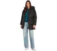Tommy Jeans Damen Daunenmantel Midi Puffer mit Kapuze, Schwarz (Black), L