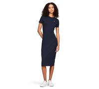Tommy Jeans Damen Figurbetontes Midikleid mit Logo-Detail Kleid, Dark Night Navy, Groß