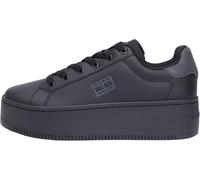 Plateausneaker TOMMY JEANS "TJW FLATFORM ESS MU", Herren, Gr. 36, schwarz, Leder, Schuhe Plateausneaker, Freizeitschuh, Halbschuh, Schnürschuh mit Kontrastbesatz (99186418-36) schwarz