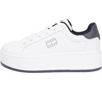 Plateausneaker TOMMY JEANS "TJW FLATFORM ESS MU", Damen, Gr. 40, ecru, schwarz, Leder, Schuhe Plateausneaker (23256153-40) ecru, schwarz