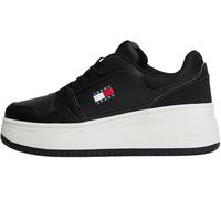 Keilsneaker TOMMY JEANS "TJW RETRO BASKET FLATFORM", Damen, Gr. 41, schwarz, Leder, Lederimitat, sportlich, Schuhe, Plateau, Freizeitschuh, Schnürschuh, mit Lochmuster, im Basket-Look (33283543-41) sc