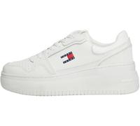 TOMMY JEANS Damen Flatform Sneaker Retro Basket aus Leder, Weiß (Ecru), 39