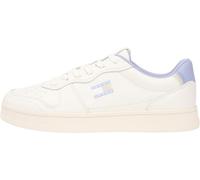 Tommy Jeans Damen Flatform Sneaker The Greenwich aus Leder, Grün (Ivory/Periwinkle Dust), 40