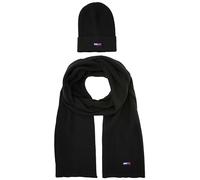 Tommy Jeans Damen TJW Flag Beanie and Scarf AW0AW15482 Geschenkpackungen, Schwarz, OS