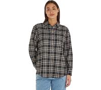 Tommy Jeans Damen Hemd Check Overshirt Langarm, Mehrfarbig (Black Check), S