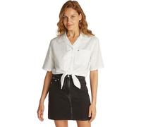 Tommy Jeans Damen Hemd Linen Cropped, Weiß (Ecru), M