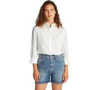 Tommy Jeans Damen Hemd Pinstripe Poplin Regular Fit, Weiß (Ecru), L