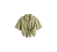 Tommy Jeans Damen Hemdbluse aus Leinen-Mix, oliv, Gr. S