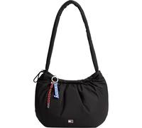 Hobo TOMMY JEANS "TJW ICON CHARMS HOBO", Damen, Gr. B/H/T: 41cm x 30cm x 2cm, schwarz, Textil, Taschen Hobo, Damen Handtasche, Schultertasche mit abnehmbarem Schlüsselanhänger (39289732-0) schwarz