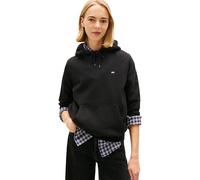 Tommy Jeans Damen Hoodie Flag Regular Fit, Schwarz (Black), XS