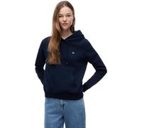 Hoodie TOMMY JEANS "TJW REG S FLAG HOODIE", Damen, Gr. XXS (32), blau (schwarz night navy), Sweatware, Obermaterial: 80% Baumwolle, 20% Polyester, unifarben, casual, regular fit kurz, Langarm Rippbünd