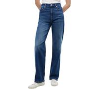 Straight-Jeans TOMMY JEANS "LAYLA HR SLIM STR", Damen, Gr. 32, Länge 30, blau (schwarz denim), Denim/Jeans, Obermaterial: 99% Baumwolle, 1% Elasthan, unifarben, slim fit knöchellang, Jeans, in Knöchel