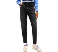 Mom-Jeans TOMMY JEANS "MOM JEAN UH TPR", Damen, Gr. 29, Länge 28, denim schwarz, Denim/Jeans, Obermaterial: 99% Baumwolle, 1% Elasthan, regular fit knöchelfrei, Jeans, mit Logo-Stickereien, in knöchel