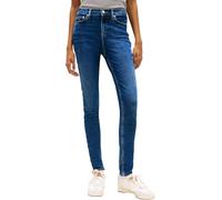 Skinny-fit-Jeans TOMMY JEANS "NORA MR SKNY AH1280", Damen, Gr. 32, Länge 30, denim schwarz, Denim/Jeans, Obermaterial: 85% Baumwolle, 7% Lyocell, 6% Elastomultiester, 2% Elasthan, unifarben, skinny fi