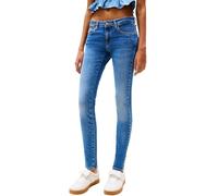 Skinny-fit-Jeans TOMMY JEANS "SOPHIE LW SKN", Damen, Gr. 33, Länge 32, blau (denim medium), Denim/Jeans, Obermaterial: 98% Baumwolle, 2% Elasthan, unifarben, skinny fit knöchellang, Jeans, mit Logo-Ba