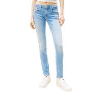 Skinny-fit-Jeans TOMMY JEANS "SOPHIE LW SKN", Damen, Gr. 34, Länge 32, blau (denim light), Denim/Jeans, Obermaterial: 98% Baumwolle, 2% Elasthan, unifarben, skinny fit knöchellang, Jeans, mit Logo-Bad