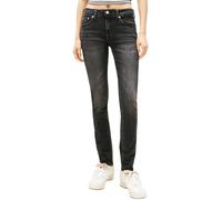 Skinny-fit-Jeans TOMMY JEANS "SOPHIE LW SKN", Damen, Gr. 28, Länge 32, denim schwarz1, Denim/Jeans, Obermaterial: 99% Baumwolle, 1% Elasthan, unifarben, skinny fit knöchellang, Jeans, mit Logo-Badge,