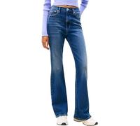 Bootcut-Jeans TOMMY JEANS "SYLVIA HGH FLR BI0252", Damen, Gr. 27, Länge 32, blau (denim schwarz), Denim/Jeans, Obermaterial: 98% Baumwolle, 2% Elasthan, unifarben, casual, straight fit, Jeans, in ausg