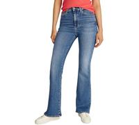 Schlagjeans TOMMY JEANS "SYLVIA HGH FLR BI1267", Damen, Gr. 27, Länge 32, blau (mid blau), Denim/Jeans, Obermaterial: 98% Baumwolle, 2% Elasthan, unifarben, casual, ausgestellt knöchellang, Jeans, in 