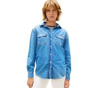 Tommy Jeans Damen Jeanshemd Relaxed Denim aus Baumwolle, Blau (Denim Medium), L