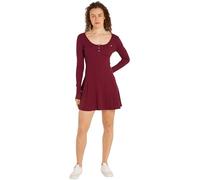 Tommy Jeans Damen Kleid Flare Dress Langarm, Rot (Valley Grape), S