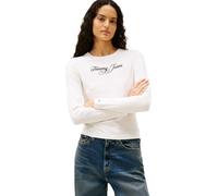 Tommy Jeans Damen Langarmshirt Slim Essential mit Rundhalsausschnitt, Weiß (Ecru), S