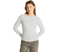 Tommy Jeans Damen Langarmshirt Slim Fit Essential aus Baumwolle, Weiß (Ecru), M