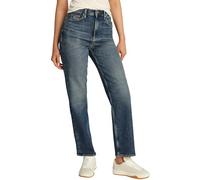 Straight-Jeans TOMMY JEANS "LAYLA HR SLIM STR", Damen, Gr. 27, Länge 32, blau (denim schwarz1), Denim/Jeans, Obermaterial: 99% Baumwolle, 1% Elasthan, unifarben, casual, slim fit knöchellang, Jeans, i
