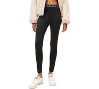 Tommy Jeans Damen Leggings Branded Tape Gerippt, Schwarz (Black), S